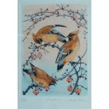 David Koster, British, 20th Century Waxwings, etching in colours on wove, signed in pencil and