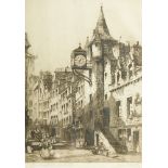 Louis Whirter, British 1873-1932- Edinburgh - The Old Tolbooth; etching, signed and titled in