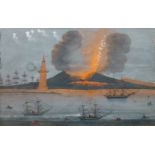 Neapolitan School, 19th century- Vesuvius erupting at night; gouache on paper, 42 x 64 cmPlease
