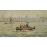 James Jerram, British school, mid-20th century- Off Greenwich; watercolour, signed 'J.H. Jerram',