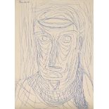 Modern British School, mid-20th century- Head studies; pen and blue ink, two, ea. signed and dated