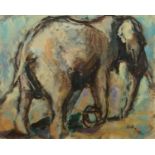 Hennie Niemann Jnr., South African b.1972- Elephant; oil on paper, signed with initials and dated '