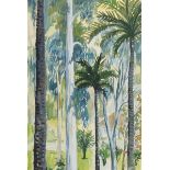 British School, mid/late-20th century- View of a palm grove; watercolour, 64 x 43.5 cm Please