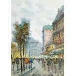 De Simone, Italian, mid/late-20th century- Parisian boulevard scene; oil on canvas, signed, 70 x