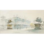 Israeli School, mid-late 20th century- View of a palace; watercolour, signed, 25.5 x 38 cm, (