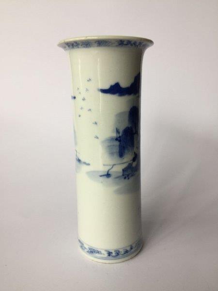 Two Chinese porcelain blue and white sleeve vases, 19th century, one painted with flowerheads and - Image 6 of 7