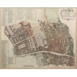 A group of framed maps, undated, to include: a map detailing the wards of Aldersgate, Bishopsgate