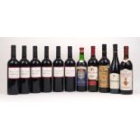 A mixed group of old and new world wines, including a single bottle of 1968 Fattoria dei Barbi