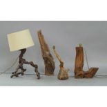 Four rustic branch lights, late 20th Century, tallest 64cm high (4)Please refer to department for