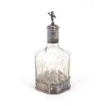 A late 19th/early 20th century German silver mounted vanity bottle, with pseudo Hanau marks for Karl
