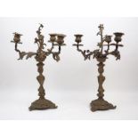 A pair of Victorian gilt-bronze three-light candelabra, by Thomas Abbott, third quarter 19th