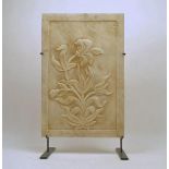 An Indian marble panel, 20th century, in the Mogul style carved with flowers on presentation