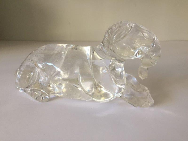A Chinese rock crystal 'rams' figure group, early 20th century, carved as a recumbent ram and - Image 4 of 7