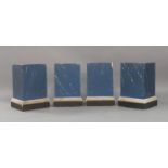 A set of four painted faux marble plinths, late 20th Century, of rectangular form on stepped