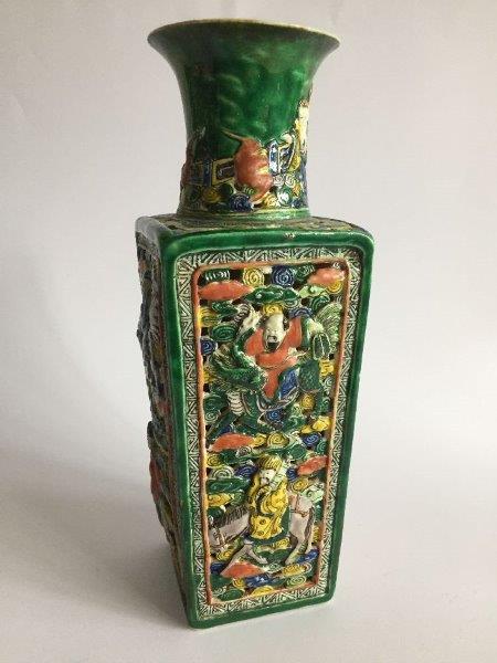 A Chinese porcelain polychrome-enamelled reticulated 'Eight Immortals' vase, late 19th century, - Image 2 of 7