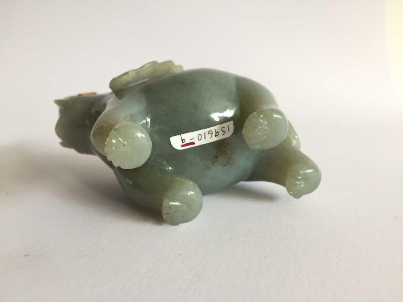 A Chinese jadeite figure of an elephant, early 20th century, carved with its head tilted back and - Image 5 of 6