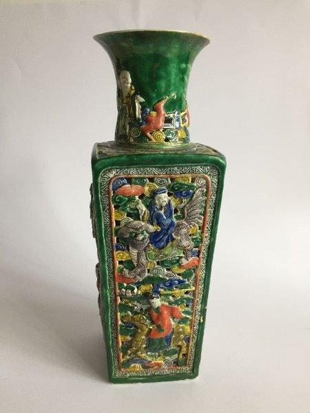 A Chinese porcelain polychrome-enamelled reticulated 'Eight Immortals' vase, late 19th century, - Image 5 of 7