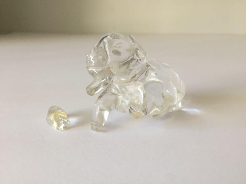 A Chinese rock crystal 'rams' figure group, early 20th century, carved as a recumbent ram and - Image 3 of 7