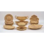 A collection of Wedgwood caneware, mid to late 19th century, relief moulded with leaf and vine forms