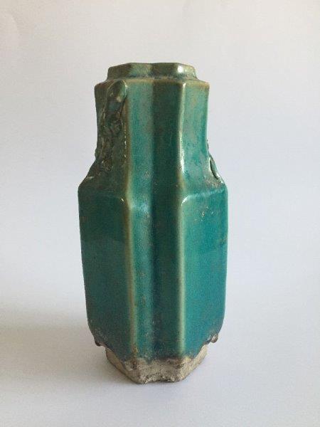 A Chinese pottery monochrome turquoise-glazed 'lizard' vase, Republic period, the neck with - Image 2 of 5