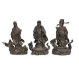 WITHDRAWN: Three Chinese gilt bronze figures of the Sanxing, early 20th century, the three