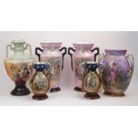 A group of ceramic vases, 19th and 20th centuries, to include a pair of Victorian twin handled