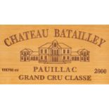 2000 Chateau Batailley Grand Cru Classe, Pauillac, France, twelve bottles in unopened wood crate (