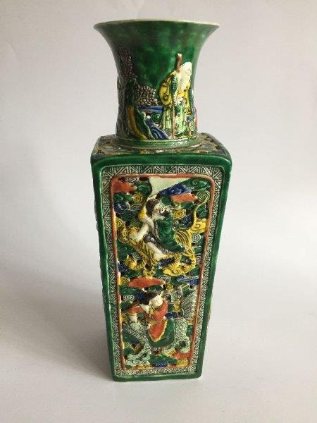 A Chinese porcelain polychrome-enamelled reticulated 'Eight Immortals' vase, late 19th century, - Image 4 of 7