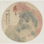 XIE YING (Chinese, 19th century), ink and colour on silk, study of two dogs, inscribed with artist's