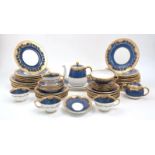 A quantity of Crown Staffordshire tea and dinner wares, 20th century, of blue and cream ground