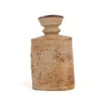A studio pottery vase, 20th century, the ovoid rectangular body with knopped neck and everted rim,