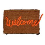 Banksy, British b.1974- Welcome Mat, 2020; hand-stitched mat, in fabric repurposed from life vests
