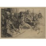 James Abbott McNeill Whistler RBA, American 1834-1903- Longshoremen, 1859; etching and drypoint on