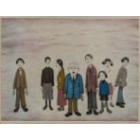 Laurence Stephen Lowry RBA RA, British 1887-1976- His Family; offset lithograph in colours on