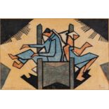 Claude Flight, British 1881-1955- Getting Up; linocut in colours on laid, signed and numbered 3/50