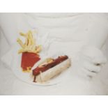 Boo Ritson, British b.1969- Chips, Hotdog and Cup, 2009; photographic print in colours on paper,