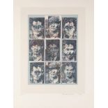 Sir Eduardo Paolozzi CBE RA, Scottish 1924-2005- A logical picture of facts, nine headshots,1995;