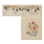 Ferdinand-Victor-Eugène Delacroix, French 1798-1863- Two sketches: The head and shoulders of ten