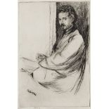 James Abbott McNeill Whistler, American 1834-1903- Portrait of Axenfeld; etching, signed in pencil