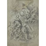 Austrian School, early 18th century- The Assumption of the Virgin; pen and brown ink and grey wash