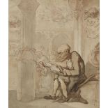 Thomas Rowlandson, British 1756-1827- In Caelo Quies; pencil, watercolour and brown and grey wash on