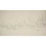 Edward William Cooke RA, British 1811-1880- Stone Barge (London Bridge); pencil on paper,