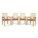 Alan Peters (1933-2009), a set of four sycamore dining chairs, square section legs with routed