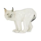 A Swedish RÃ¶rstrand white porcelain lynx, circa 1960, with maker's mark to underside of foot, 15.