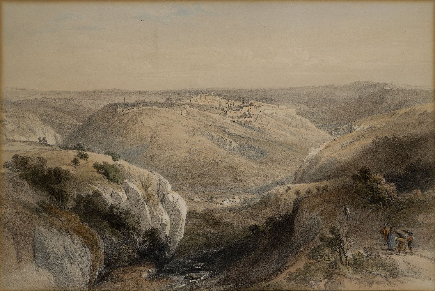 David Roberts RA RBA, British 1796-1864- Jerusalem from the South, signed David Roberts April 12th - Image 2 of 4