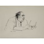 John Stanton Ward RA, British 1917-2007- Portrait of Arnold Goodman, 1978; pen and black ink on