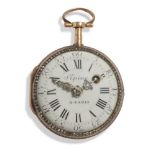 A French gold and gilt-brass verge watch, by Lepine, Paris, c.1780, the small front wind chain fusee