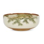 A Japanese Satsuma 'ducks' bowl, early 20th century, on short foot with deep sides rising to a