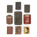 A group of eight vesta cases, early 20th century, comprising: two Edward VII Bakelite examples,