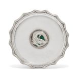 A George V Arts & Crafts style silver and enamel 'Queen's Fish Tray' dish, mark of Omar Ramsden,